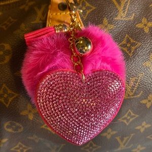 Bag / Purse Heart Pompom Charm #174